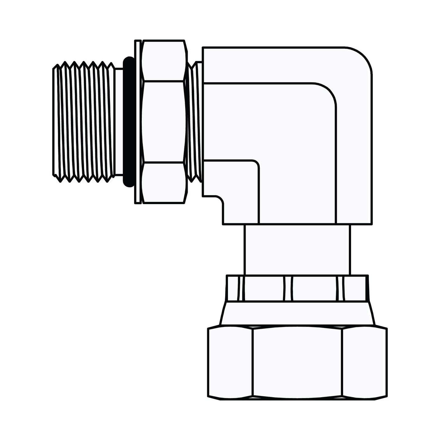 FF6809 - 20 - 20 O-Ring to ORFS Swivel Elbow 90 - GetHydraulics.com