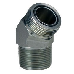 FS25031616 45 - deg Elbow Adapter, 1 - in Male O-Ring Face Seal x 1 - in Male NPTF, Steel - GetHydraulics.com