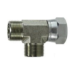 FS66021616 Swivel Run Tee, 1 - in Male O-Ring Face Seal x 1 - in Female O-Ring Face Seal Swivel x 1 - in - GetHydraulics.com