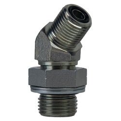 FS7102 - 06 - 06 - NWO 45 - deg Elbow, 3/8 - in Male O-Ring Face Seal x 3/8 - in Male BSPP, Steel - GetHydraulics.com