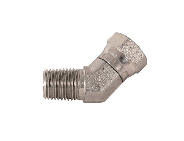 H9355X4X4 1/4 - 18 Inch NPSM Female Pipe Swivel To 1/4 - 18 Inch Male Pipe 45 Elbow - GetHydraulics