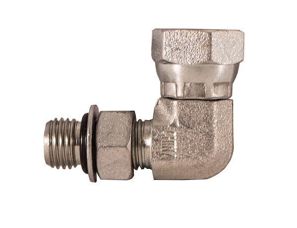 H9515X6X6 9/16 - 18 Inch Male Straight Thread 3/8 - 18 Inch NPSM Female Pipe Swivel 90 Elbow - GetHydraulics