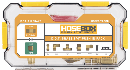 HB3001-009 HoseBox D.O.T. 1/4" Brass Push-In Fitting Pack - Union Hydraulics