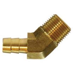HE1 - 45 - 8B 45 - deg Elbow, 1/2 - in Hose Barb x 1/4 - in Male NPTF, Brass - GetHydraulics.com