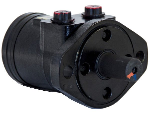 HM006P Hydraulic Spinner Motor With 2 - Bolt Mount and Cross - Drilled Shaft - GetHydraulics