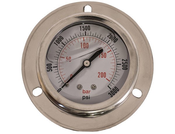 HPGP3 Silicone Filled Pressure Gauge - Panel Mount 0 - 3,000 PSI - GetHydraulics