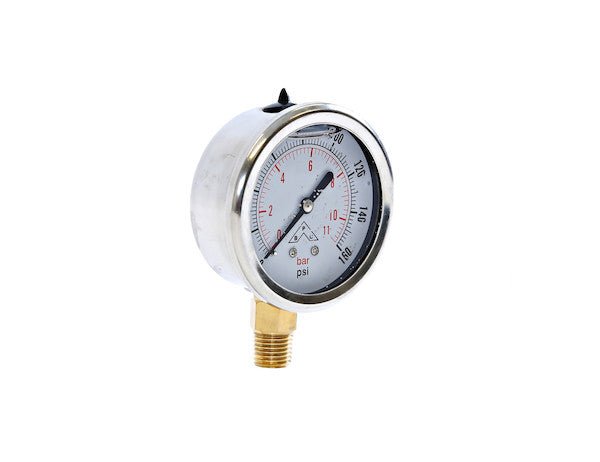HPGS160 Silicone Filled Pressure Gauge - Stem Mount 0 - 160 PSI - GetHydraulics