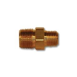 LF123 - 64 Reducing Hex Nipple, 3/8 in MPT x 1/4 in MPT, 1.19 in, Brass - GetHydraulics.com