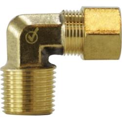 LF269X4X6 90 deg Barstock Elbow, 1/4 in Compression x 3/8 in MPT, Brass - GetHydraulics.com