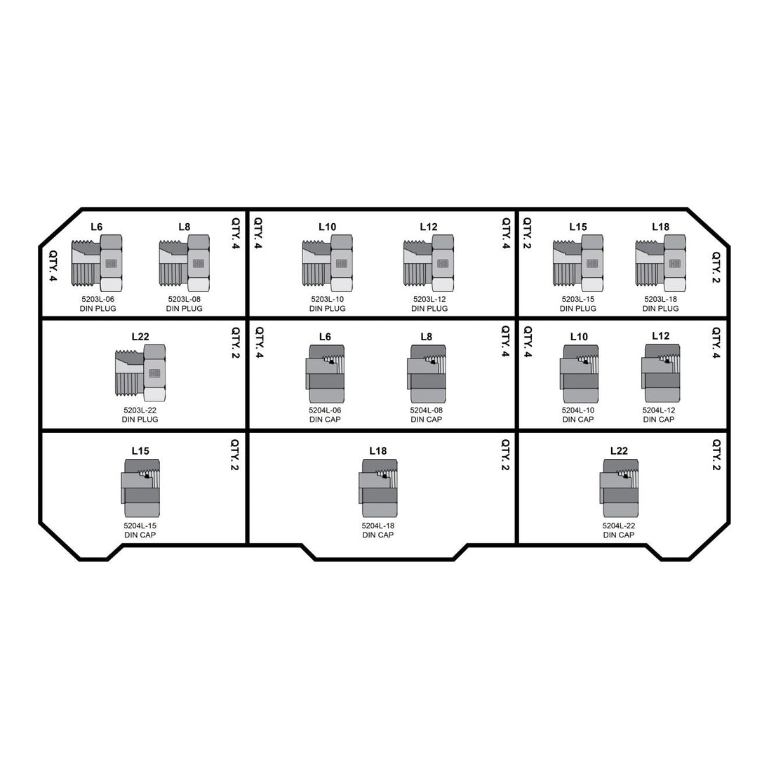 LIGHT DIN Fittings Tower - GetHydraulics