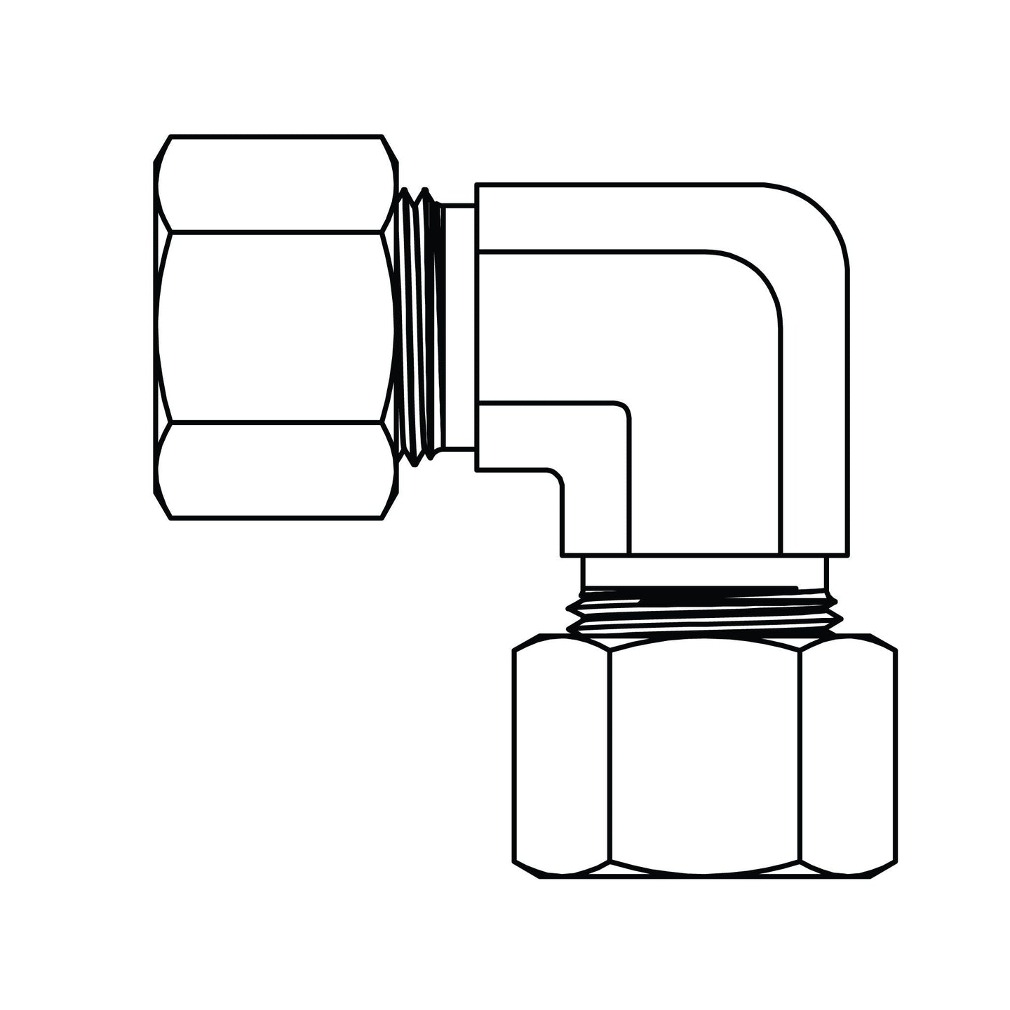 MC6021 - S06 - S06 Metric Compression Union Elbow 90 - GetHydraulics.com