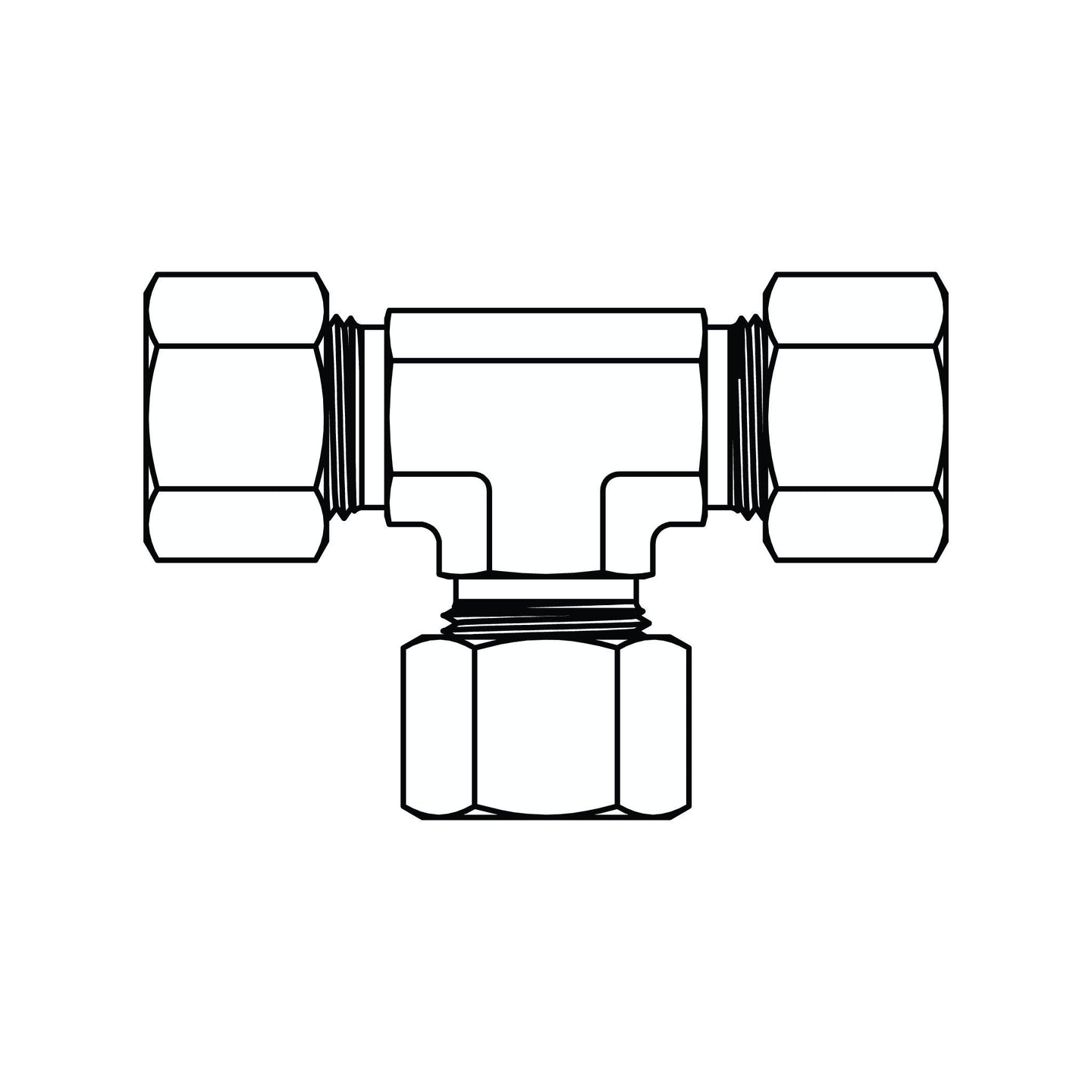MC6022 - L18 - L18 - L18 Metric Compression Union Tee - GetHydraulics.com