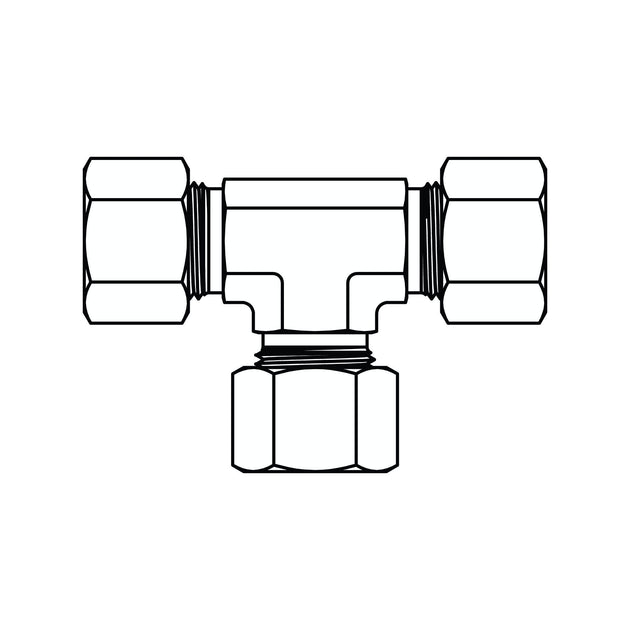 MC6022 - L18 - L18 - L18 Metric Compression Union Tee - GetHydraulics.com