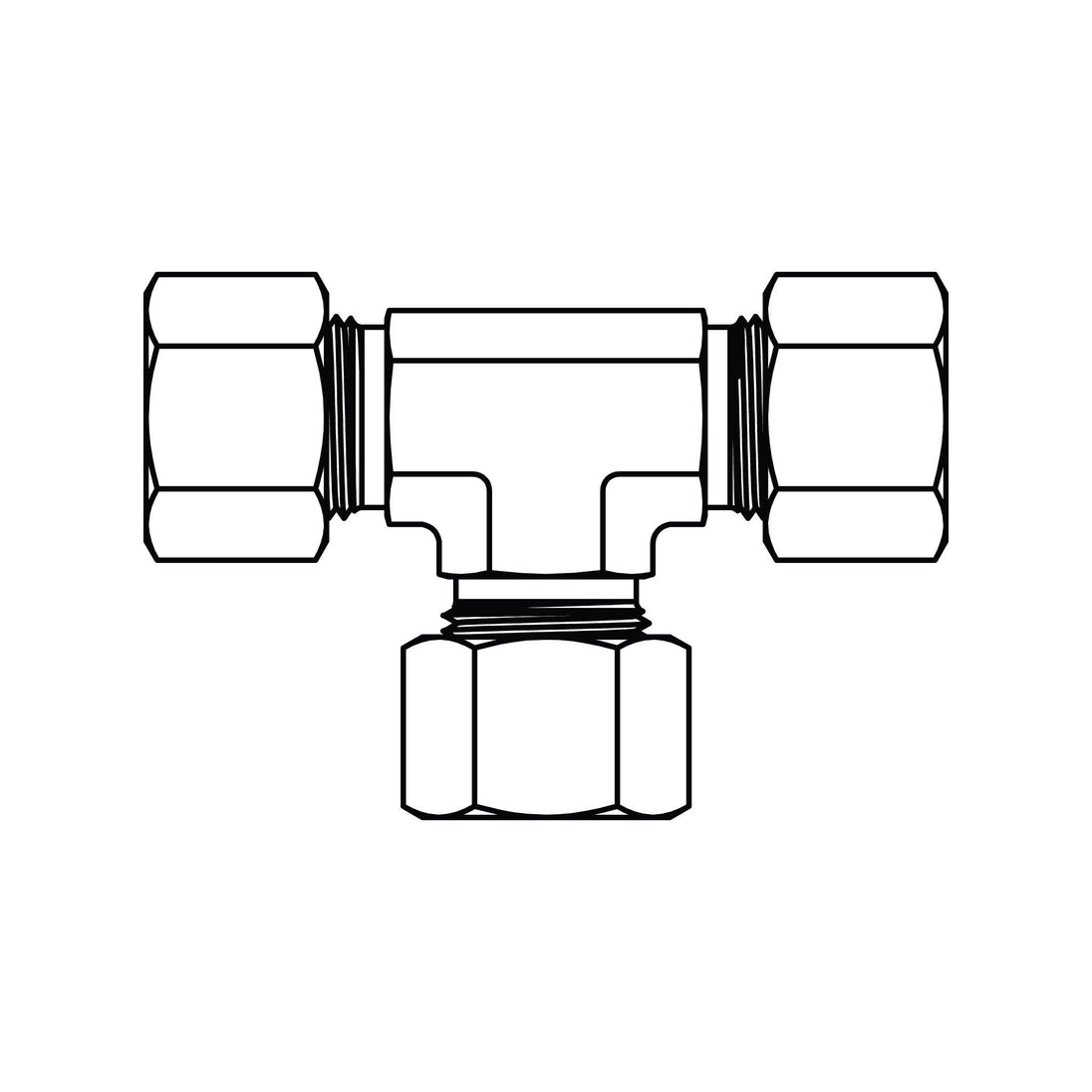 MC6022 - S16 - S16 - S16 Metric Compression Union Tee - GetHydraulics.com