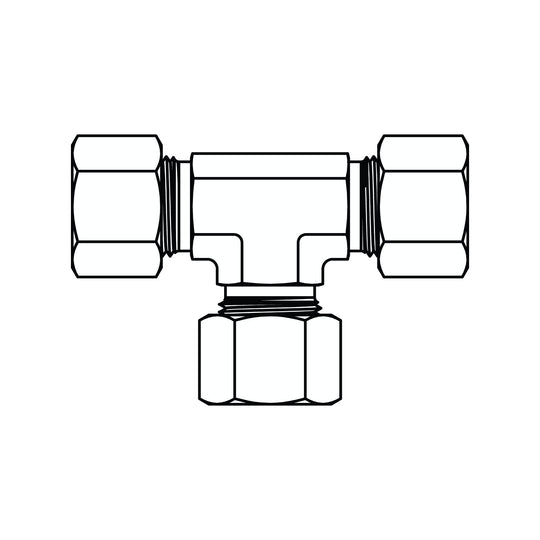 MC6022 - S38 - S38 - S38 Metric Compression Union Tee - GetHydraulics.com