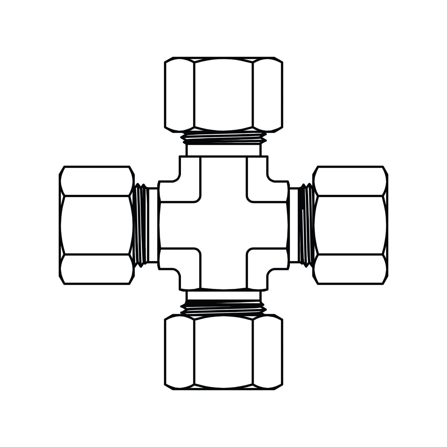 MC6023 - L12 - L12 - L12 - L12 Metric Compression Union Cross - GetHydraulics.com