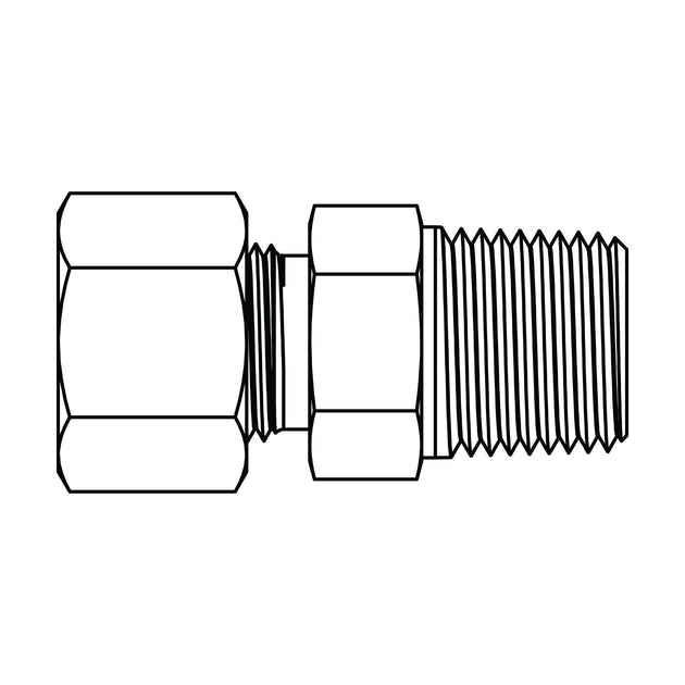 MC6051 - L10 - 06 Metric Compression Male Stud Coupling - NPT - GetHydraulics.com