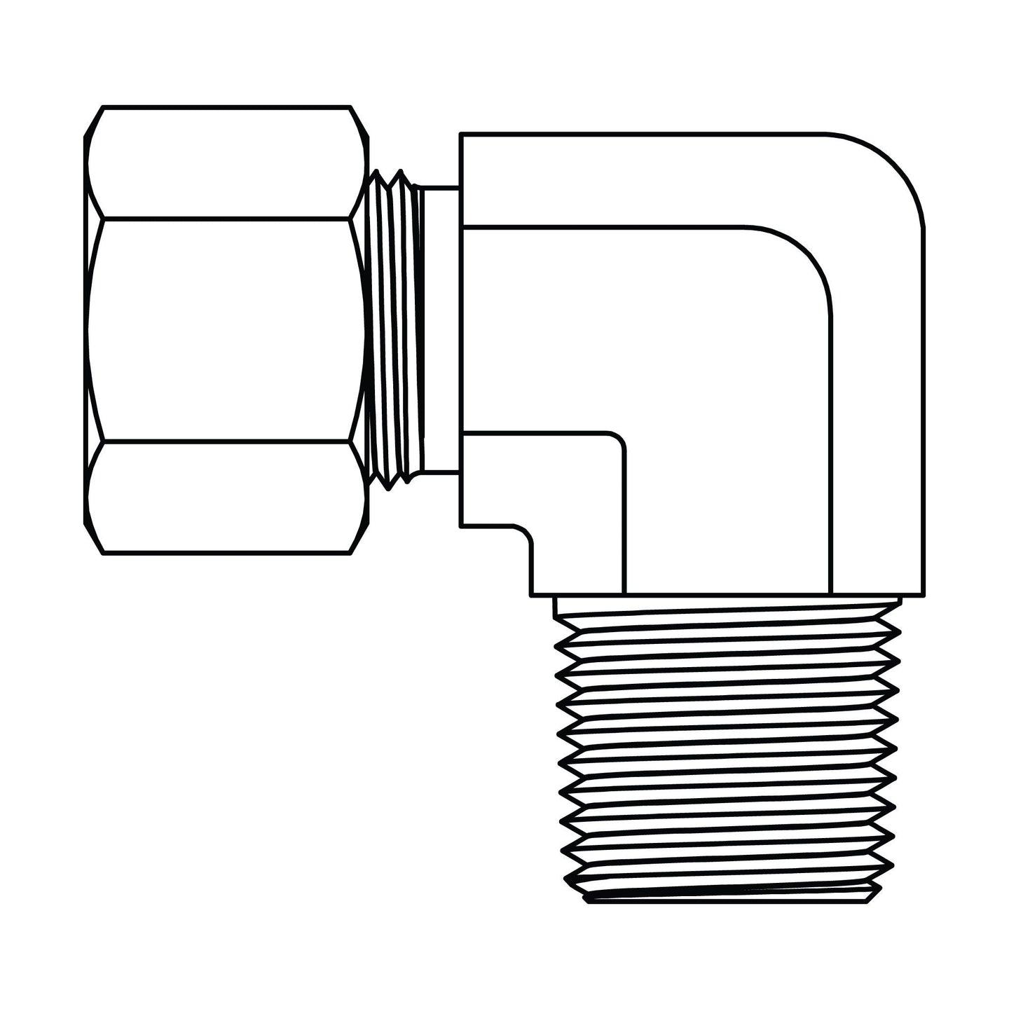 MC6071 - L12 - 04 Metric Compression Male Stud Elbow 90 - NPT - GetHydraulics.com