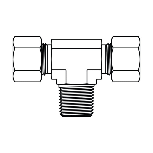 MC6090 - LL08 - LL08 - 08 Metric Compression Male Stud Branch Tee - BSPT - GetHydraulics.com