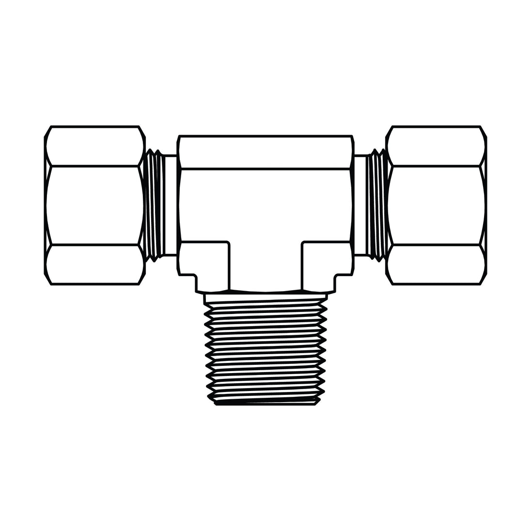 MC6091 - LL04 - LL04 - 02 Metric Compression Male Stud Branch Tee - NPT - GetHydraulics.com