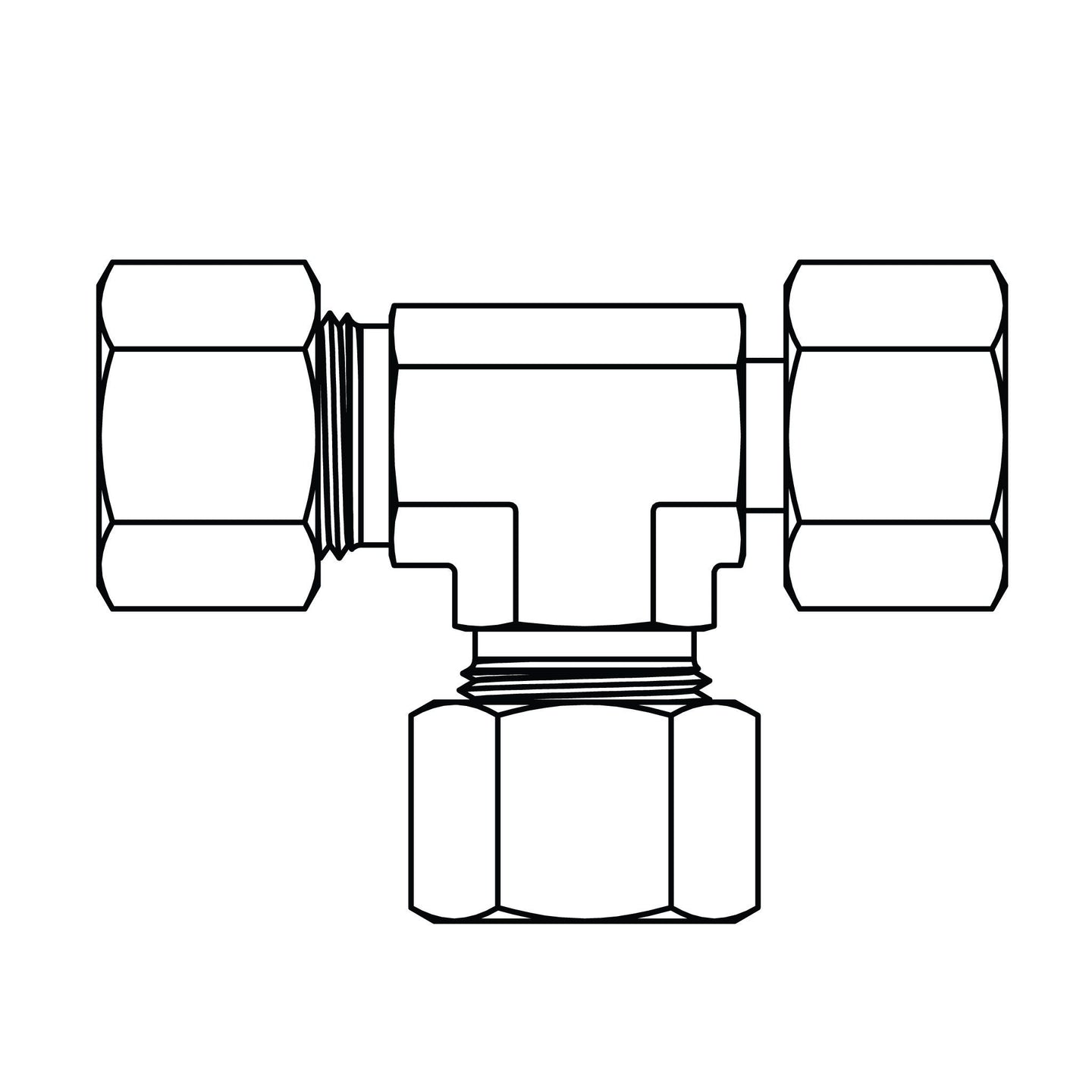 MC6101 - S06 - S06 - S06 Metric Compression Swivel Run Tee - GetHydraulics.com