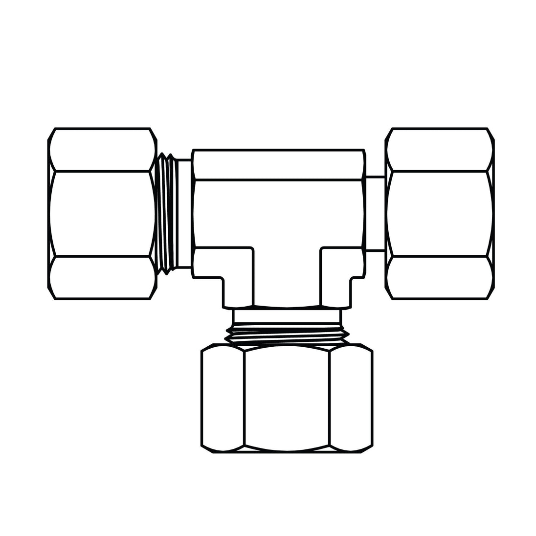 MC6101 - S10 - S10 - S10 Metric Compression Swivel Run Tee - GetHydraulics.com