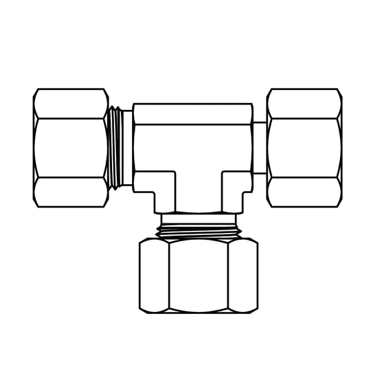 MC6101 - S38 - S38 - S38 Metric Compression Swivel Run Tee - GetHydraulics.com