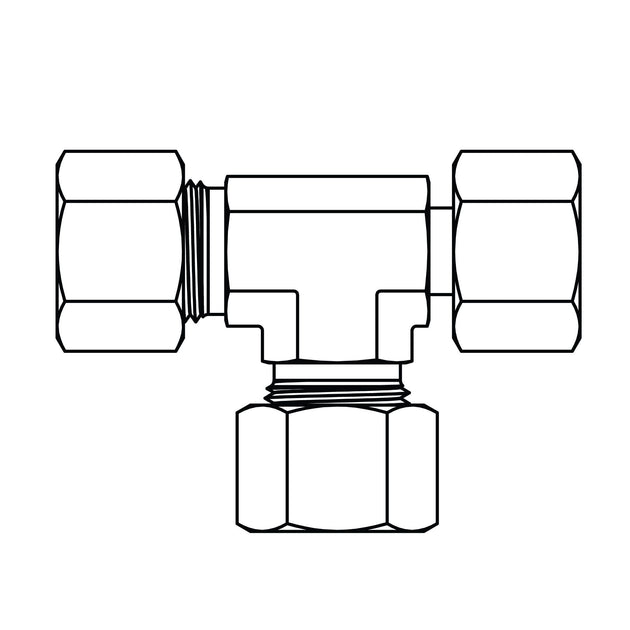 MC6101 - S38 - S38 - S38 Metric Compression Swivel Run Tee - GetHydraulics.com