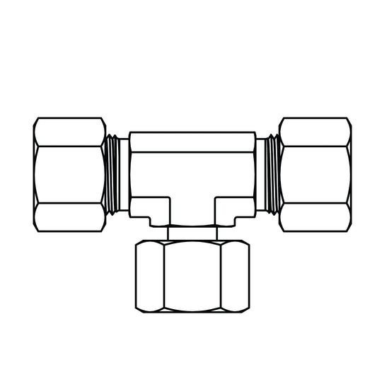 MC6102 - S08 - S08 - S08 Metric Compression Swivel Branch Tee - GetHydraulics.com