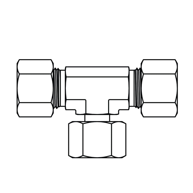 MC6102 - S38 - S38 - S38 Metric Compression Swivel Branch Tee - GetHydraulics.com