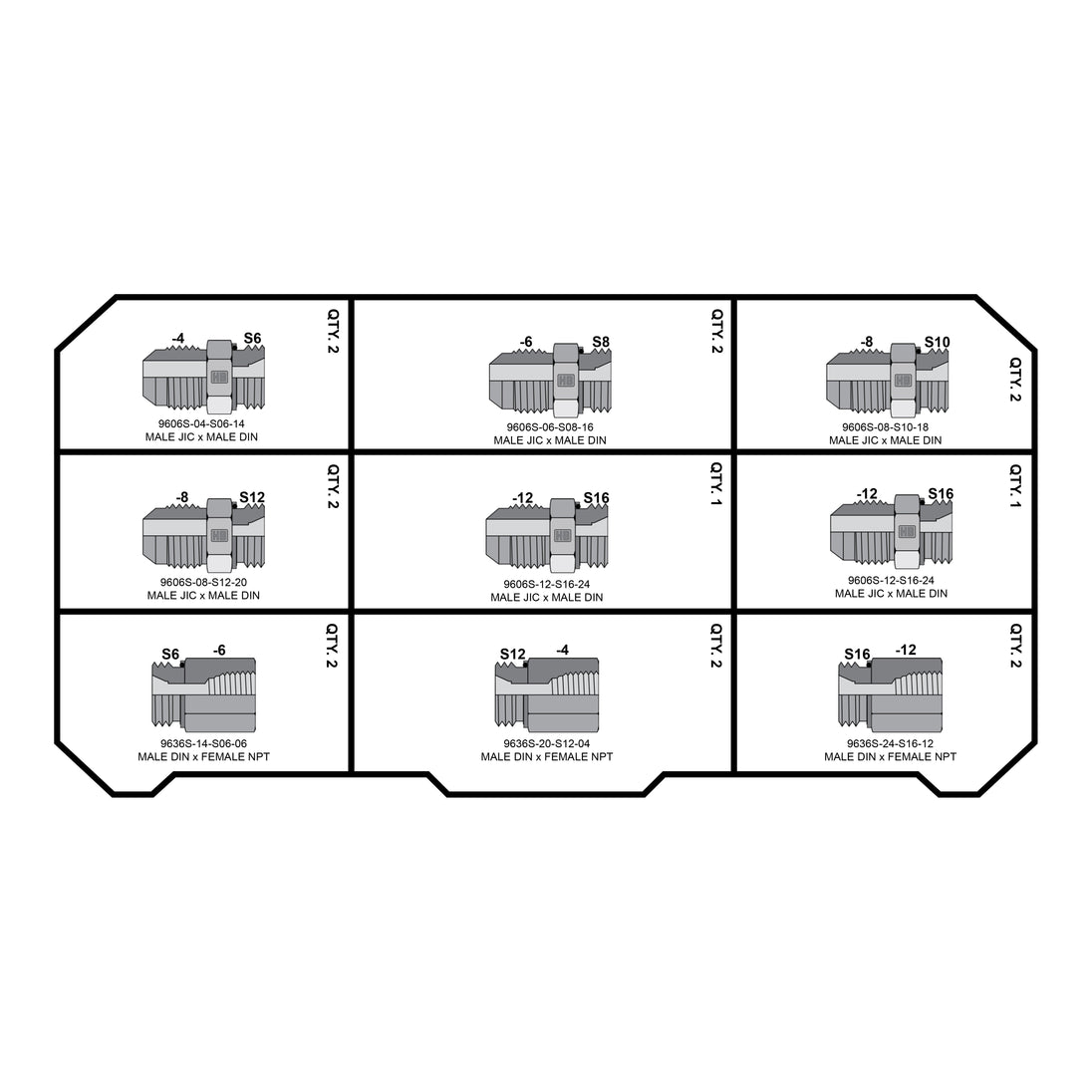 METRIC HEAVY DIN - JIC - NPT FITTING PACK - GetHydraulics