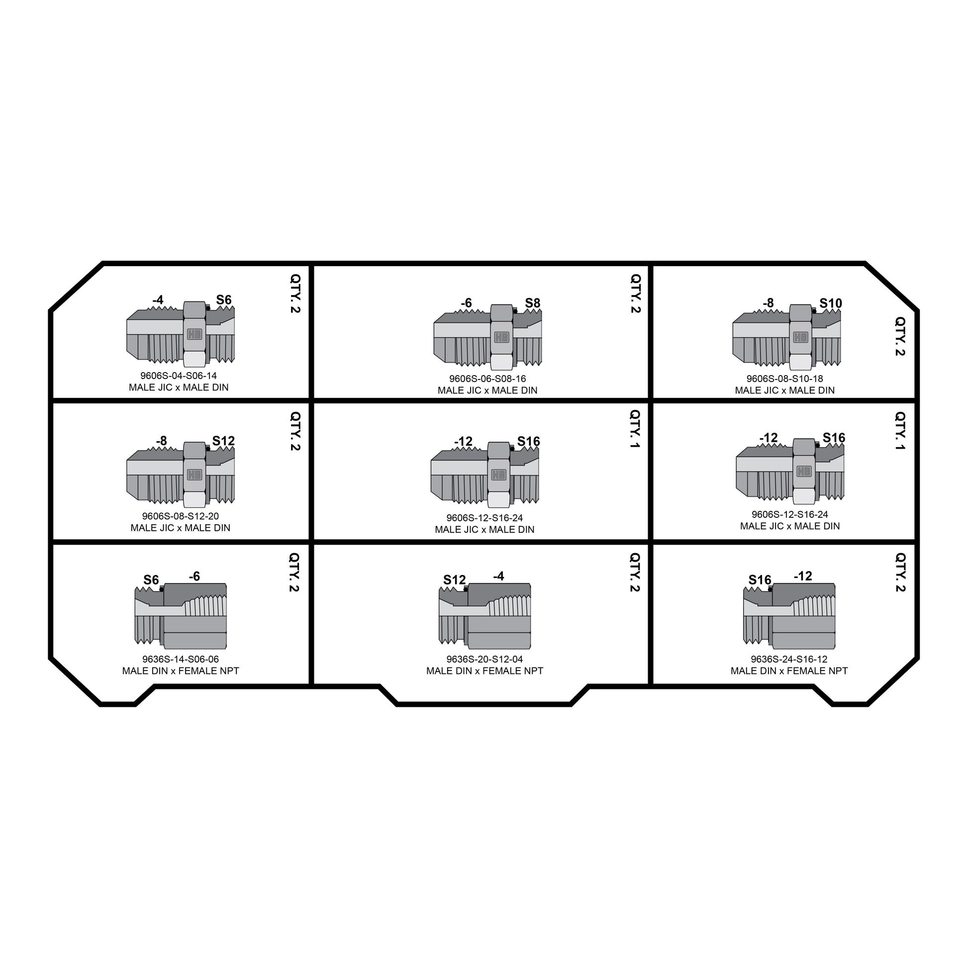 METRIC HEAVY DIN - JIC - NPT FITTING PACK - GetHydraulics