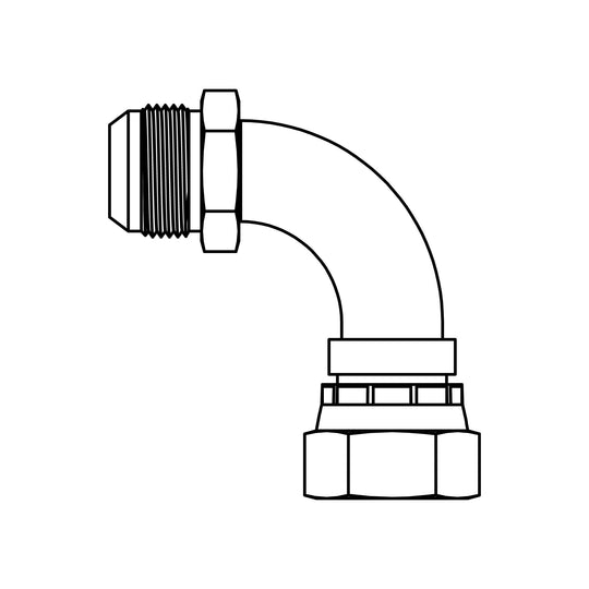 NB6701 - 04 - 04 JIC Swivel Bent Tube No Braze Elbow 90 - GetHydraulics.com