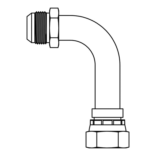 NB6701 - L - 12 - 12 JIC Swivel Bent Tube No Braze Long Elbow 90 - GetHydraulics.com