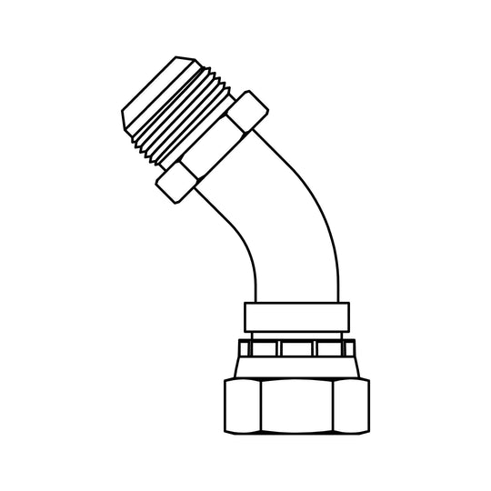 NB6702 - 04 - 04 JIC Swivel Bent Tube No Braze Elbow 45 - GetHydraulics.com