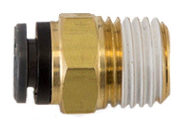 NC00M375P25 Brass/Poly DOT Push - In Male Connector 3/8 Inch Tube O.D. x 1/4 Inch Pipe Thread - GetHydraulics
