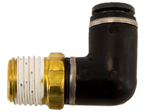 NE90M25P125S Brass/Poly DOT Push - In Swivel Male Elbow 1/4 Inch Tube OD x 1/8 Inch Pipe Thread - GetHydraulics