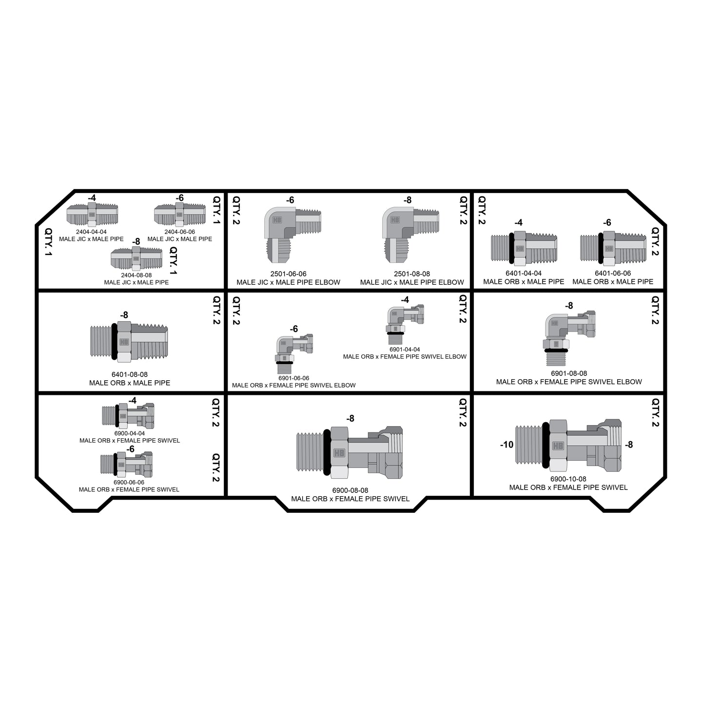 NPT - ORB - JIC FITTING PACK - GetHydraulics