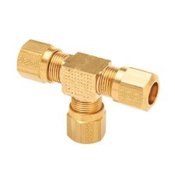 NT264X4 Tee, 1/4 in Tube OD x 1/4 in Tube OD x 1/4 in Tube OD, Brass - GetHydraulics.com