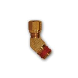 NT6945 - 42VS 45 deg Elbow with RTS, 1/4 in Tube OD x 1/8 in Male NPTF, Brass - GetHydraulics.com