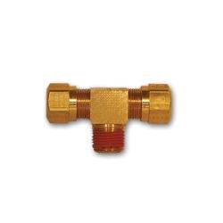 NT72 - 866VS Branch Tee with Vibraseal, 1/2 in Tube OD x 3/8 in Tube OD x 3/8 in MNPTF, Brass - GetHydraulics.com