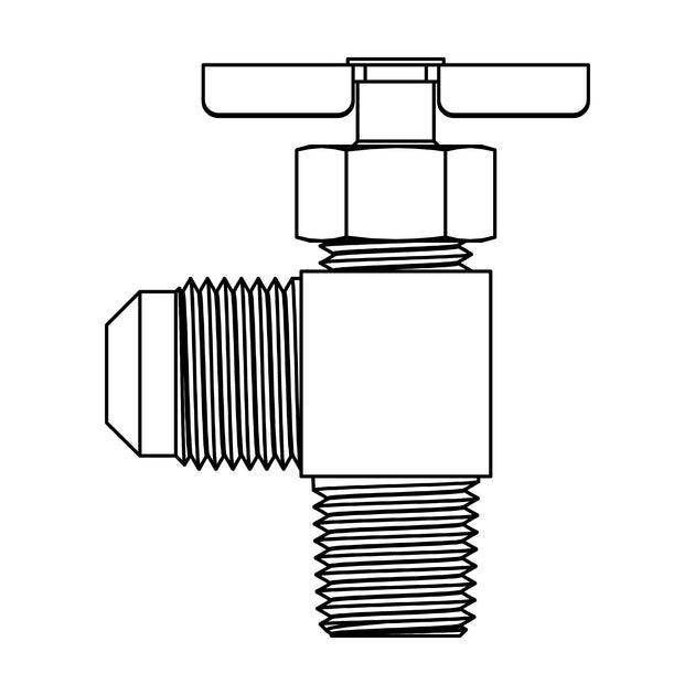 NV101 - 06 - 04 SAE 45 to Pipe Elbow 90 , Brass Needle Valve - GetHydraulics.com