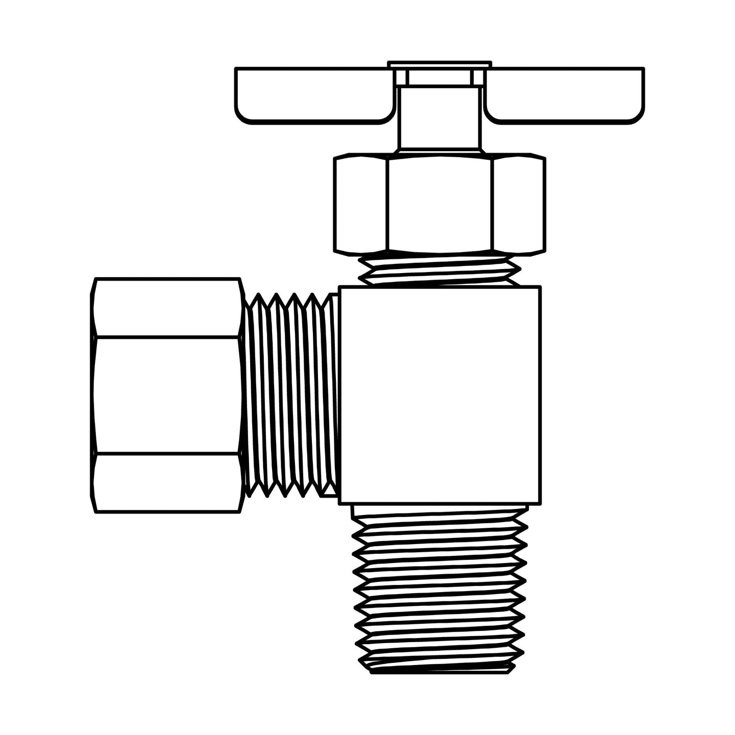 NV104 - 06 - 04 Compression to Pipe Elbow 90 , Brass Needle Valve - GetHydraulics.com
