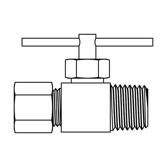 NV106 - 04 - 04 Compression to Pipe, Brass Needle Valve - GetHydraulics.com
