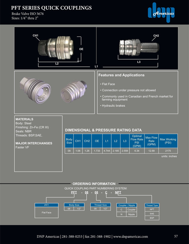 PFT1 - 08 - 08C - BSP DNP Americas Quick Coupling - GetHydraulics.com