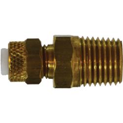 Poly - Flo¬® 20270 Adapter, 1/4 in Tube OD x 10 - 32 MNPTF, Brass - GetHydraulics.com