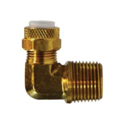 Poly - Flo¬® 20287 90 deg Elbow, 1/8 in Tube OD x 1/8 in MNPTF, Brass - GetHydraulics.com