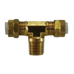Poly - Flo¬® 20320 Branch Tee, 1/4 in Tube OD x 1/4 in Tube OD x 1/4 in MNPTF, Brass - GetHydraulics.com