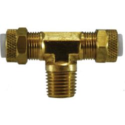 Poly - Flo¬® 20324 Branch Tee, 1/2 in Tube OD x 1/2 in Tube OD x 3/8 in MNPTF, Brass - GetHydraulics.com