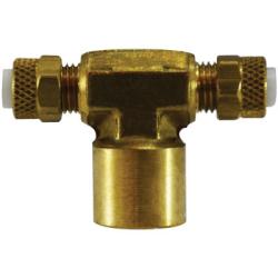 Poly - Flo¬® 20328 Branch Tee, 1/4 in Tube OD x 1/4 in FNPTF x 1/4 in FNPT, Brass - GetHydraulics.com